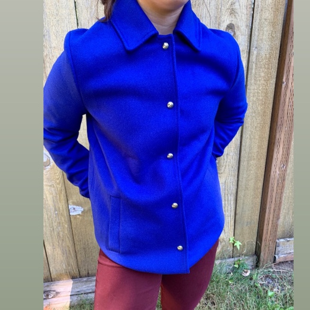 Tommy Hilfiger NWOT blue button up cinch wool coat sz 2
